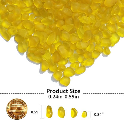 Sea Glass Stones - 0.9LB Yellow Frosted Glass Pebbles Gemstones - Perfect for Aquarium Rocks, Fish Tank Gravel, Vase Fillers, DIY Crafts, and Home Decor