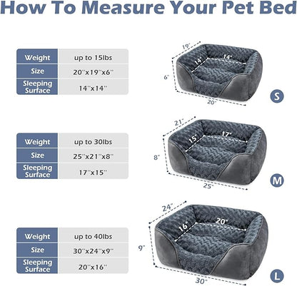 INVENHO Large Dog Bed for Large Medium Small Dogs, Rectangle Washable Orthopedic Dog Bed, Soft Calming Sleeping Puppy Bed Durable Pet Cuddler with Anti-Slip Bottom L(30"x24"x9")