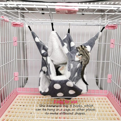 LEFTSTARER Rat Ferret Sugar Glider Cage Hammock Bedding Small Pet Cage Accessories Toy Triple-Layer Hammock Bedding for Hamster Guinea Pig Sugar Glider Rat Ferret Chinchilla Playing Sleeping(Grey)