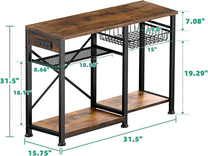 20-29 Gallon Aquarium Stand with 6 ft Power Strip, 5-Tier Metal Frame Fish Tank Stand 20 Gallon Fish Tank Stand 31.5" L*15.75" W Tabletop 400lbs Capacity (Vintage Brown, 20-29 Gallon)