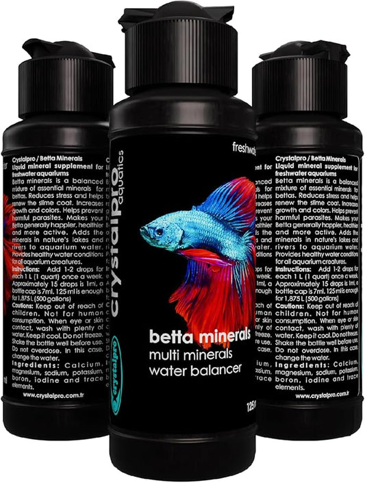 Betta Minerals for Betta Fish Health - Reduces Stress - Boosts Protective Coat - Aquarium Mineralizer (4.2 Oz (125ml))