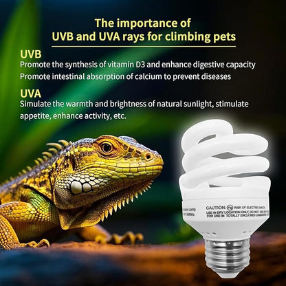 UVB Light Bulb for Reptiles, 9W 10.0 UVA UVB Heat Lamp Bulbs Ideal for Rainforest Reptiles, Bearded Dragons Lizard Turtle Tortoise Iguanas Chameleons Snake (1 Pack)