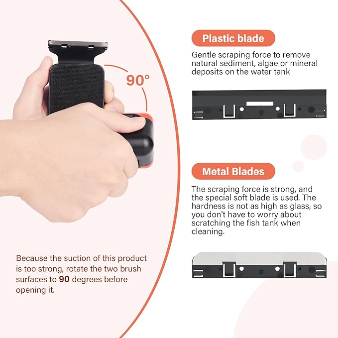 hygger Fish Tank Magnetic Glass Cleaner Two Detachable Algae Scraper for Aquarium Fish Tank，Floating Scrubber Brush Glass Algae Magnet Cleaning Tool for Medium Aquariums Tank