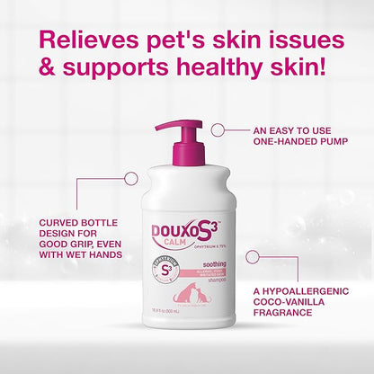 Douxo S3 Calm Shampoo, Contains 0.75% Ophytrium, Soothing, For Itchy, Irritated or Allergic Skin, For Dogs and Cats, 16.9 fl. oz. (500mL)