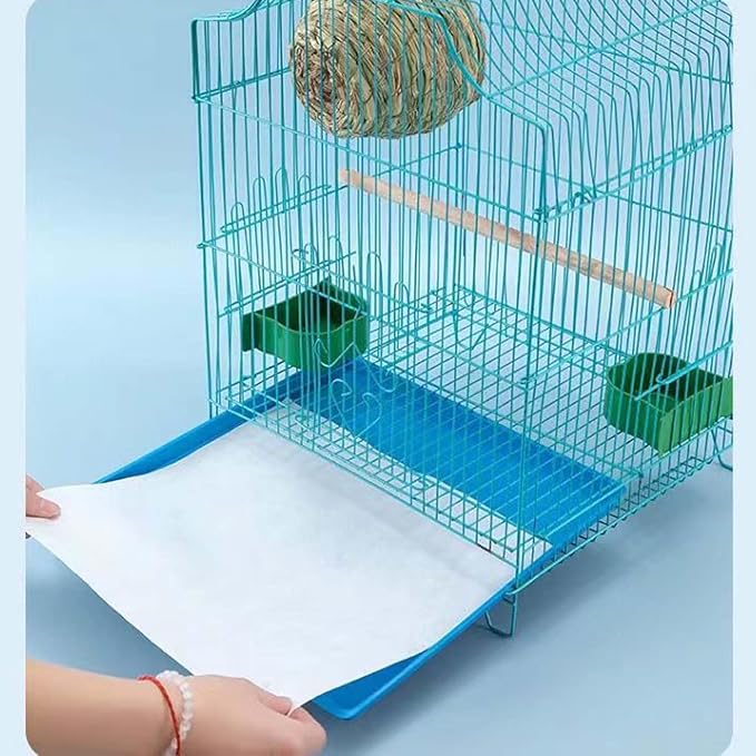 Allazone 100 Sheets Bird Cage Liner Papers, Disposable Bird Cage Paper Liners, Cuttable Pet Animal Cages Cushion, Precut Absorbent Bird Paper for Bird Parrot Small Animal, 9.8'' X 11.8''