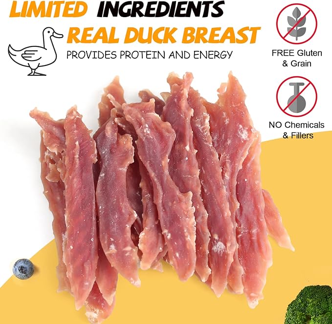ASMPET Duck Jerky Tender Dog Treats, Made with 100% Real Duck Breast, High Protein & Low Fat, No Artificial Colors