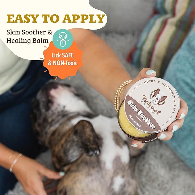 Natural Dog Company Skin Soother Balm 4 oz Tin – Dog Skin Balm with Coconut Oil, Cocoa Butter, Calendula & Vitamin E – Helps Soothe Hot Spots, Redness & Irritated Skin – Lick-Safe & Non-Toxic