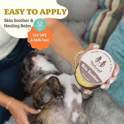 Natural Dog Company Skin Soother Balm 4 oz Tin – Dog Skin Balm with Coconut Oil, Cocoa Butter, Calendula & Vitamin E – Helps Soothe Hot Spots, Redness & Irritated Skin – Lick-Safe & Non-Toxic