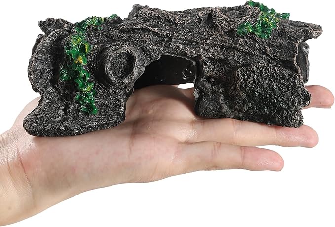 IBWell Aquarium Wood Fish Tank Decorations，Resin Fake Logs Terrarium DÉCor, Reptile Hide Aquarium Hideout for Fish Cave, Small Turtles, to 20 Gallon Tank