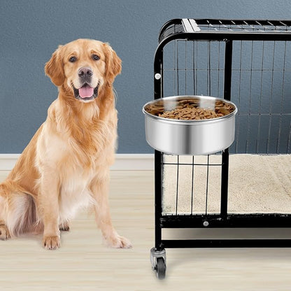 Dog Bowl Stainless Steel Dog Bowls Pet Hanging Food Water Bowl Cage Feeding Cup Feeder for Dogs Cats Rabbits Birds Small Animal (X-Large (2pcs)