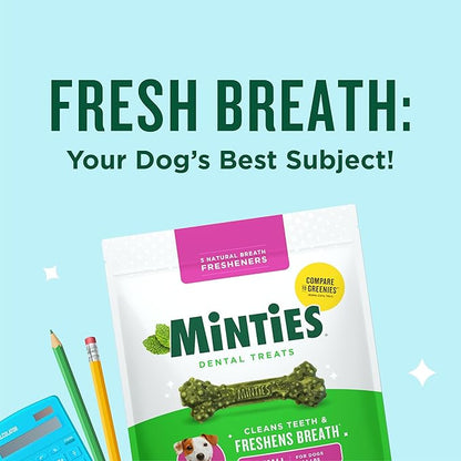 Minties Dental Chews for Dogs, 120 Count, Vet-Recommended Mint-Flavored Treats for Tiny/Small Dogs 5-24 lbs, Dental Bones Clean Teeth, Fight Bad Breath, and Removes Plaque and Tartar