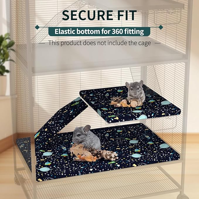 YKD Ferret Cage Liners for Ferret Nation & Critter Nation Cages, Waterproof Chinchilla Cage Accessories, Washable Bedding, for Ferrets, Chinchillas, Rats, Fancy Rat, Small Furry Pet (Single Unit Set)