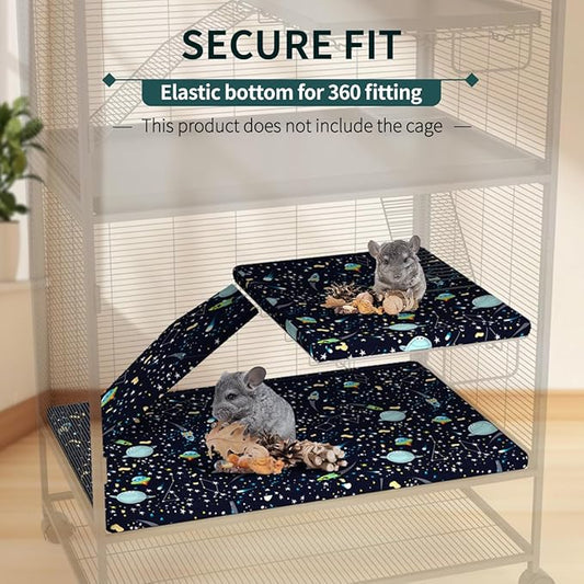 YKD Ferret Cage Liners for Ferret Nation & Critter Nation Cages, Waterproof Chinchilla Cage Accessories, Washable Bedding, for Ferrets, Chinchillas, Rats, Fancy Rat, Small Furry Pet (Single Unit Set)