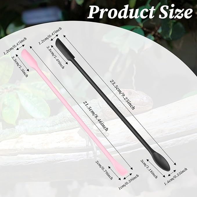 2Pcs Reptile Food Spoon Silicone Crested Gecko Feeding Spoon, Crested Gecko Food Mixing Spoon for Gecko Lizard Gargoyle Bearded