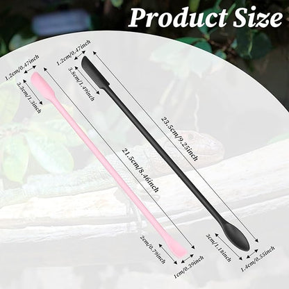 2Pcs Reptile Food Spoon Silicone Crested Gecko Feeding Spoon, Crested Gecko Food Mixing Spoon for Gecko Lizard Gargoyle Bearded