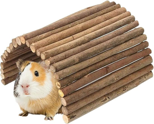 Tfwadmx Wooden Hamster Bridge, Extra Large - Small Animal Bendy Bridge Tunnel Hut Hideout Ladder Hideaway Climbing Chew Toy for Gerbil Guinea Pig Chinchilla Rabbit Ferret Hedgehog Rat Gerbil
