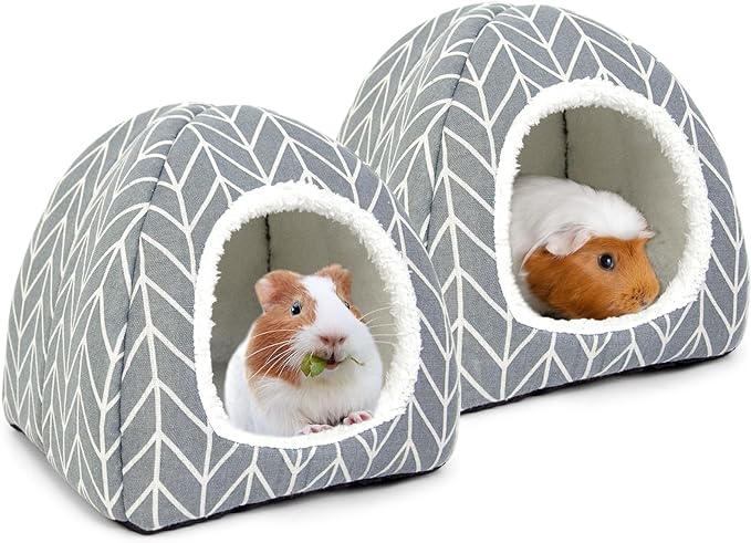 2 Pack Guinea Pig Hideout Bed Rabbit House Cave Accessories Cozy Hide-Out for Bunny Hedgehog Ferret Chinchilla&Other Small Animals
