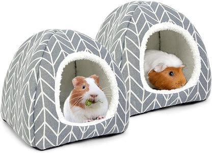 2 Pack Guinea Pig Hideout Bed Rabbit House Cave Accessories Cozy Hide-Out for Bunny Hedgehog Ferret Chinchilla&Other Small Animals