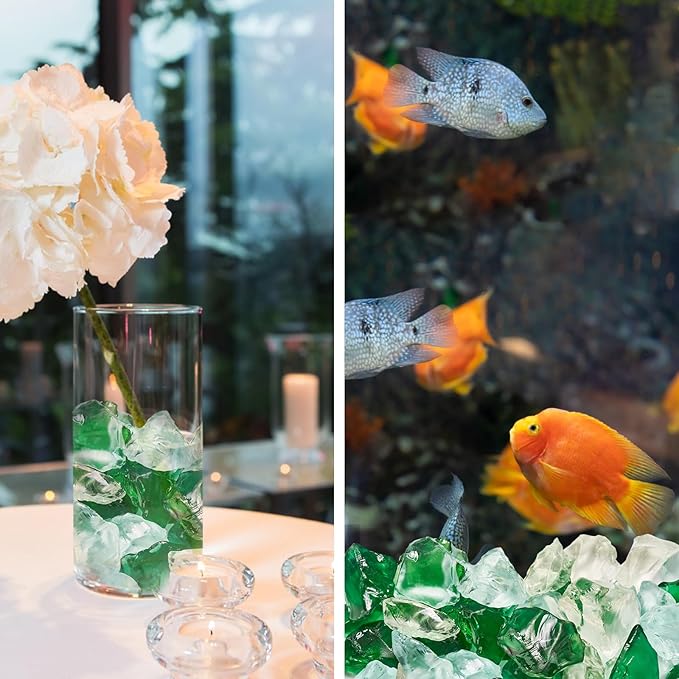 Versatile Frosted Sea Glass Block - 1LB Green Vase fillers, Aquarium Gravels, Sea Glass Decor, Ideal for DIY Crafts, and Home Decor - Perfect for Beach Weddings and More (Green & Turquoise & White)