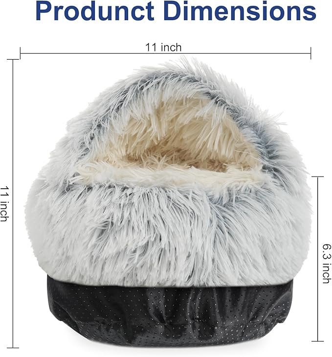 Soothing Guinea Pig Hideout, Doughnut Guinea Pig Bed with Hooded Cover, Washable Hamster Rabbit Bunny Bed, Washable Round Cave Beds for Small Animal Bunny Rabbit Hideout (Grey)