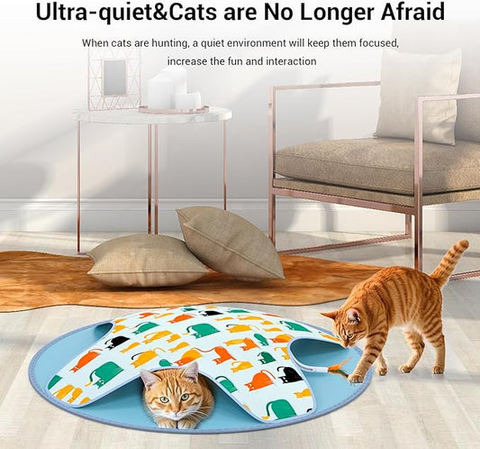 Interactive Cat Toy, 2-in-1 Automatic Cat Toys with Hide/Seek Mode, Moving Concealed Feathers, Two Speed Adjustable & Smart Touch Wake Up - Kitten Play for Indoor Cats (Blue)