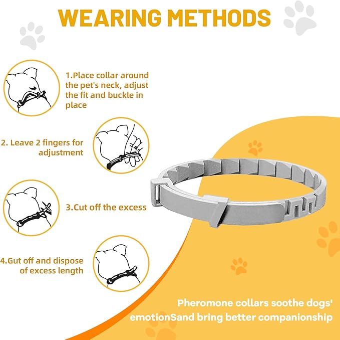 Calming Collar for Dogs 4-Packs,Dog Calming Collar,Pheromone Collar for Dogs,Relief Anxiety Stress Separation,Lasts 60 Days,25 Inches Size Flexible Adjustable,for All Small Medium and Large Dog Grey