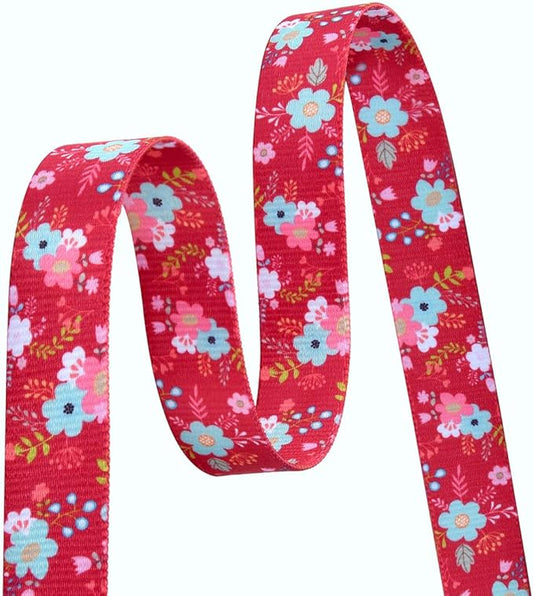 Dog Collar and Leash Set with Bohemia Floral Tribal Geometric Patterns - Soft Ethnic Style Collar Adjustable for Small Medium Large Dogs(Red Floral Set,L)