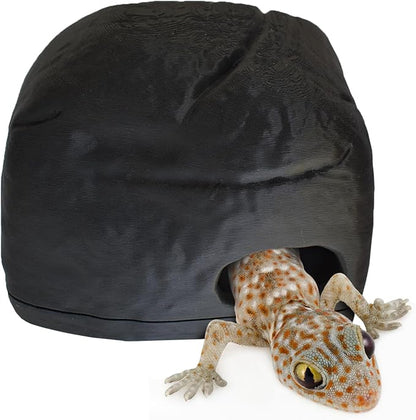 Gecko Cave Reptile Hide – Naturalistic Terrarium Shelter for Geckos, Lizards, Snakes, Bearded Dragons, Tortoises & Other Reptiles - Black