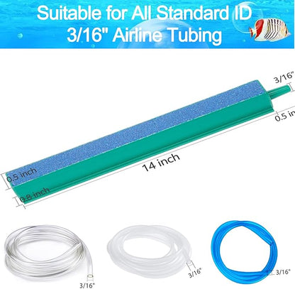 Aquarium Air Stones 14 Inch Air Stones for Aquariums Large with 5 Pcs Square Oxygen Diffuser Long Bubble Release Mineral Airstones for Fish Tank Pumps DWC Bucket Reservoir Pond