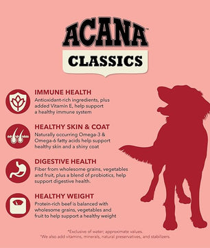 ACANA Classics Dry Dog Food Beef and Barley Recipe 22.5lb Bag