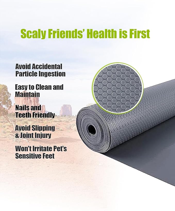 Bearded Dragon Tank Accessories, Reptile Substrate Floor, Leopard Gecko Tank Liner Mat for 40 Gallon, 20 Gallon, 50 Gallon,75 Gallon Lizard Tank, Grey