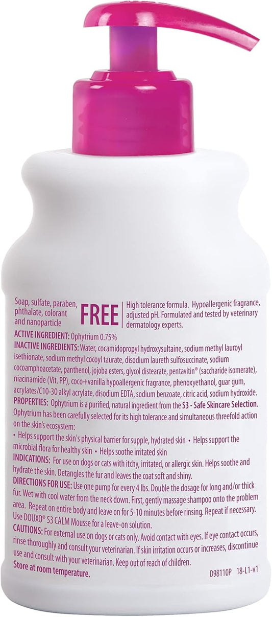 Douxo S3 Calm Shampoo, Contains 0.75% Ophytrium, Soothing, For Itchy, Irritated or Allergic Skin, For Dogs and Cats, 6.7 fl. oz. (200mL)