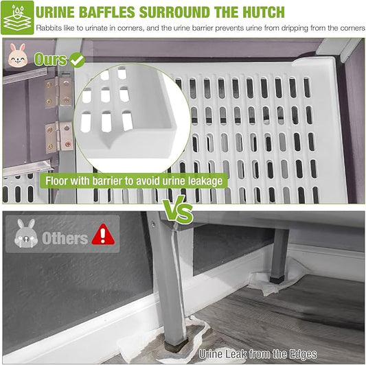 GUTINNEEN Guinea Pig Cages with Anti Chewing Sturdy Plastic Floor and Cool Zinc Plate, Indoor Rabbit Hutch with Hideout and PVC Platform, Elevated Legs Hamster Cage 36.6" L (Grey)