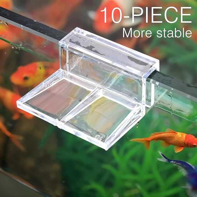10Pcs Acrylic Aquarium Cover Clips, 6mm Clear Fish Tank Lid Holder for Rimless Aquarium Top Cover, Lids Hood Support Holder Glass Fish Tank Top Clip