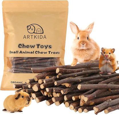 900g Apple Sticks Wood Chew Sticks Toys for Rabbits Chinchillas Guinea Pigs Hamsters Bunny Molar Chew Treats Toys for Teeth, Small Animals Snacks