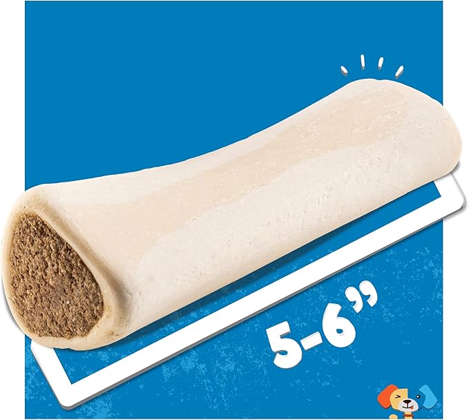 Jack&Pup 5-6" Filled Dog Bones for Large Dogs, Flavored Shin Dog Bones Long Lasting, Stuffed Bone for Dogs, High Protein, Bacon and Cheese Flavor - 3 Pack