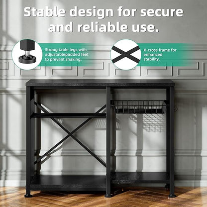 20-29 Gallon Aquarium Stand with 6 ft Power Strip, 5-Tier Metal Frame Fish Tank Stand 20 Gallon Fish Tank Stand 31.5" L*15.75" W Tabletop 400lbs Capacity (Pure Black, 20-29 Gallon)