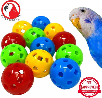 Bonka Bird Toys 1492 PK12 Mini Hard Plastic Balls, 3/4" Diameter, Durable Non-Toxic Material for Small to Medium Bird Breeds, Vibrant Colors, Ideal for DIY Bird Toys and Interactive Playtime