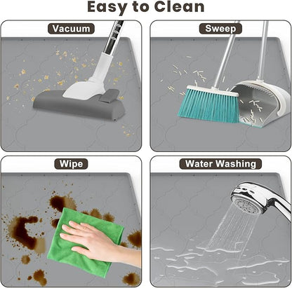 Cat Mat for Litter Box, 38" X 26" Large Silicone Cat Litter Trapping Mat, Easy Clean for Scatter Control, Soft on Kitty Paws, Waterproof, Urine-Proof, Non-Slip Kitty Litter Mat for Floor, Gray