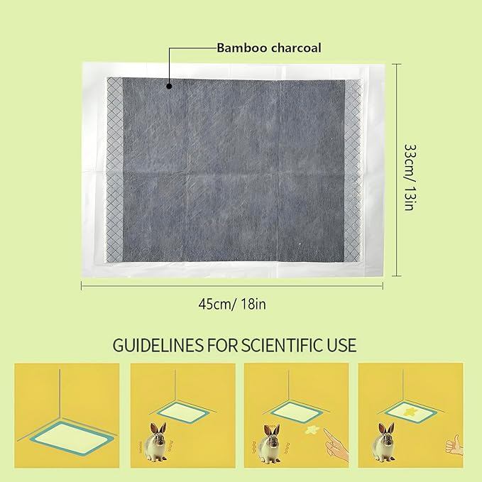 Rabbit Pee Pads, Pet Toilet/Potty Training Pads, 120PCS All Absorb & Odor Control Disposable Cage Liners with Quick-Dry Surface for Guinea Pigs Puppy Chinchillas Hamsters Ferrets Hedgehog Cat