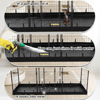 PJYuCien Rectangle Dog Playpen Bottom Pad - Fits 8 Panels 32"" Width Metal Dog Playpen -32""x96"" Size 600D Oxford Cloth Waterproof Playpen Bottom Pad (Note: Only Bottom Pad, No Playpen!!!), Black