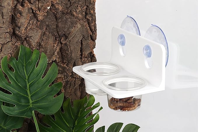 Crested Gecko Feeding Ledge with 10PCS Gecko Food Water Dish - White