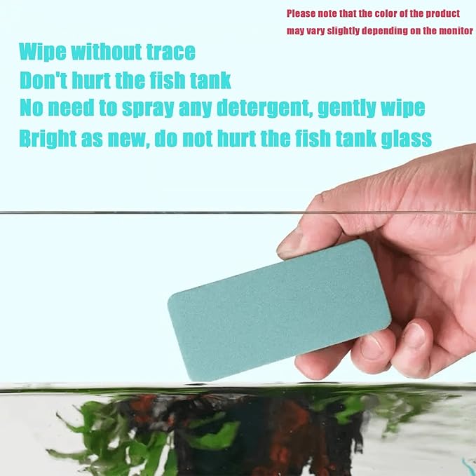 3 Pack Fish Tank Cleaning Tools, Aquarium Double Sided Sponge Brush, Glass Aquarium Scrubber Sponge - Dual Sided Surface Buildew Remover for Fish Tank (3.27"x1.57"x0.51") Non-Scratch EVA Pad