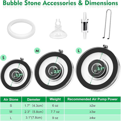 hygger Air Stones for Aquariums, Transparent Acrylic Fish Tank Bubbler Kit with Air Tube, Ultra Silent Bubble Stone Super-High Dissolved Oxygen Diffuser for Aquarium Fish Tank and Hydroponic