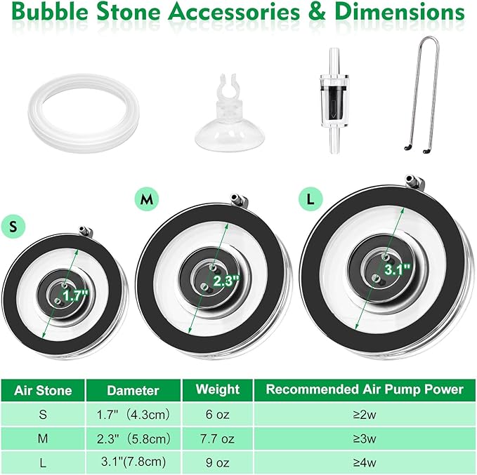 hygger Air Stones for Aquariums, Transparent Acrylic Fish Tank Bubbler Kit with Air Tube, Ultra Silent Bubble Stone Super-High Dissolved Oxygen Diffuser for Aquarium Fish Tank and Hydroponic