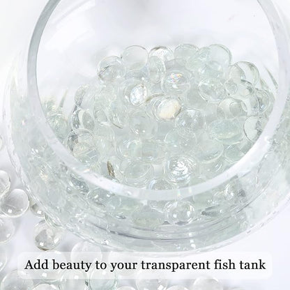 5LB Fire Glass Beads Flat Glass Marbles for Outdoor Fire Pit and Fireplace, Glass Gemstones for Vase Filler, Aquariums, Hydroponics Plants, Home Decor and Christmas DIY Craft, Clear