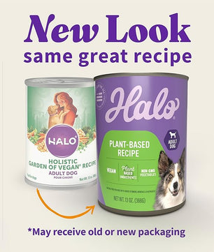 Halo Holistic Vegan Wet Dog Food, Plant-Based Recipe, Canned Dog Food, Complete Digestive Health, Adult Dogs, 13 Oz Can (Pack of 12)