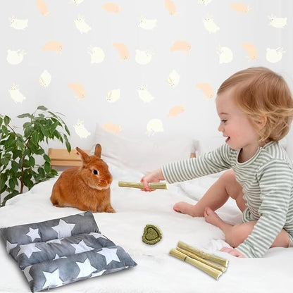 11.8 X 14.2in Removable and Washable Soft Rabbit Bed, Thickened and Softer Bunny Bed, Double-Sided Plush Rabbit Beds,Rabbits Concave Bed,Small Beds for Animals Indoor,Small Gray