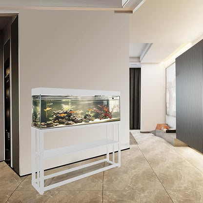 Akenow 55-75 Gallon Fish Tank Stand with Storage Shelf, 48.5 x14.9 x 29.2 Inch Aquarium Stand, Turtle Tank, Reptile Terrariums and Breeder Tank Stand,980LBS Capacity, White