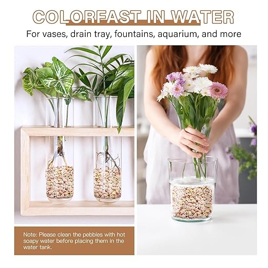 NUPICK 6 lbs Pebbles for Indoor Plants, 3/8 Inch Pea Gravel for Fish Tank, Decorative Rocks for Succulent, Natural River Stones for Vases, Cactus, Landscaping, Bird Bath, Aquarium, Peach